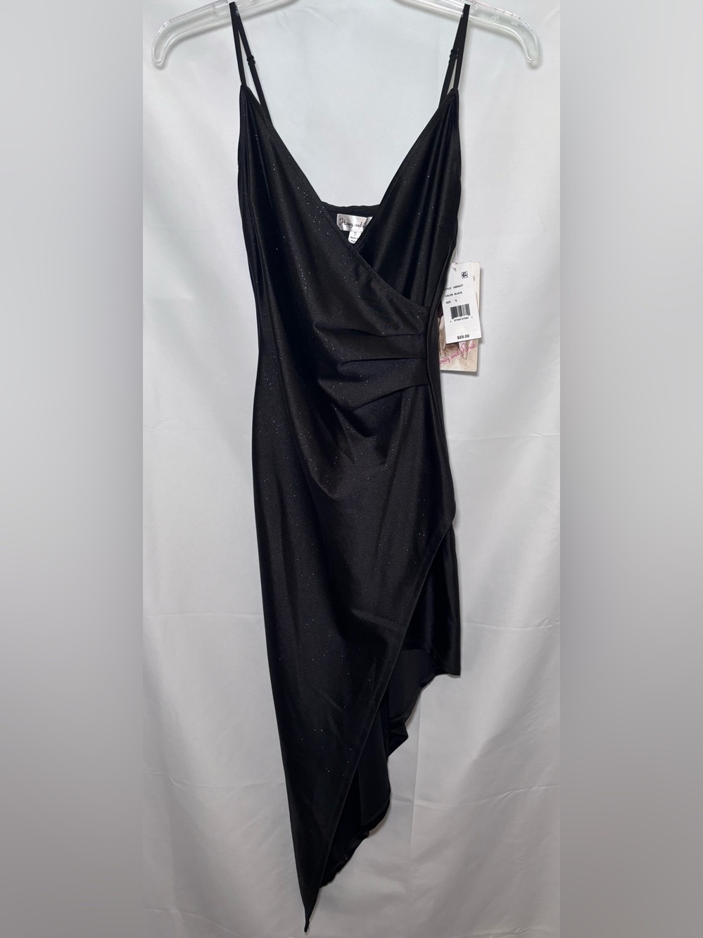 Honey and Rosie Asymmetrical Black Shimmer Glitter Dress Size Small